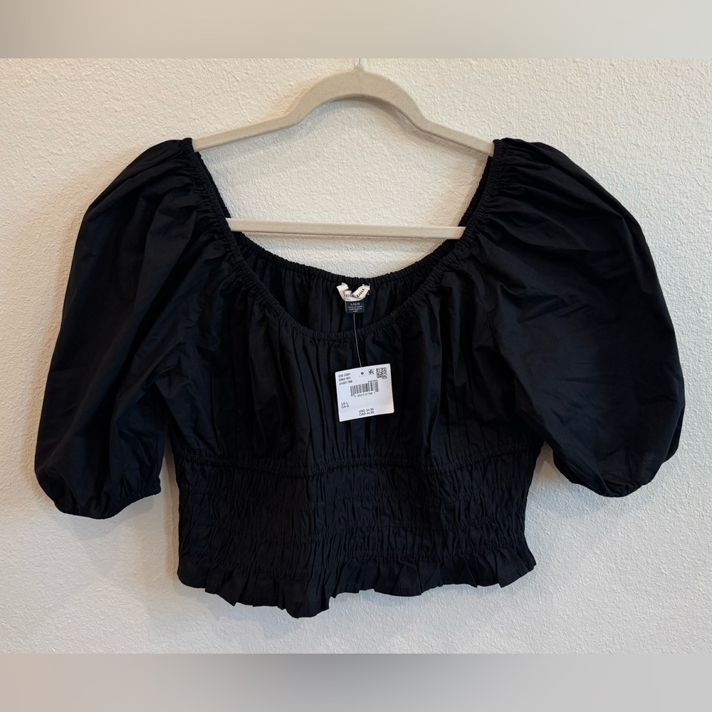 American Eagle Black Puff Sleeve Blouse